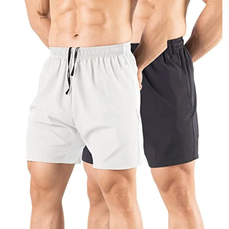 

Men's 5" Running Shorts 2 Pack Quick Dry Athletic Workout Gym Shorts with Zipper Pockets