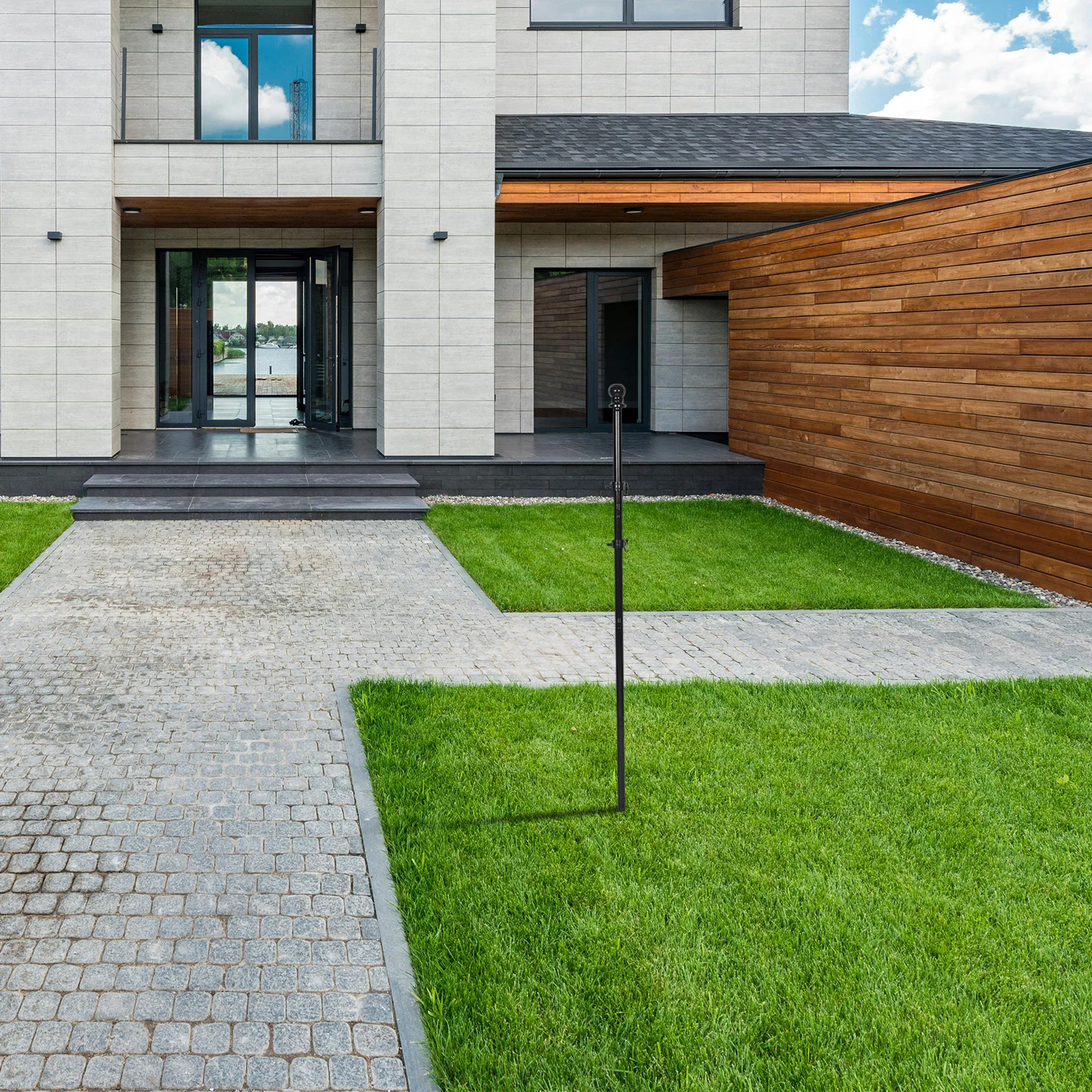 1Set Sectional Flagpole Stainless Steel 4-Section Heavy Duty Outdoor House Flag Pole for Yard Garden Porch Boat Use