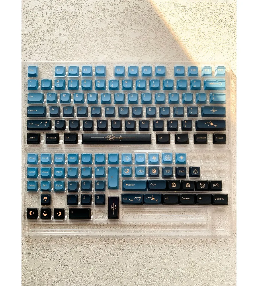 Sublimation gradual change compatible with 64/68/75/87/98 dwarf shaft keycap PTB five-sided