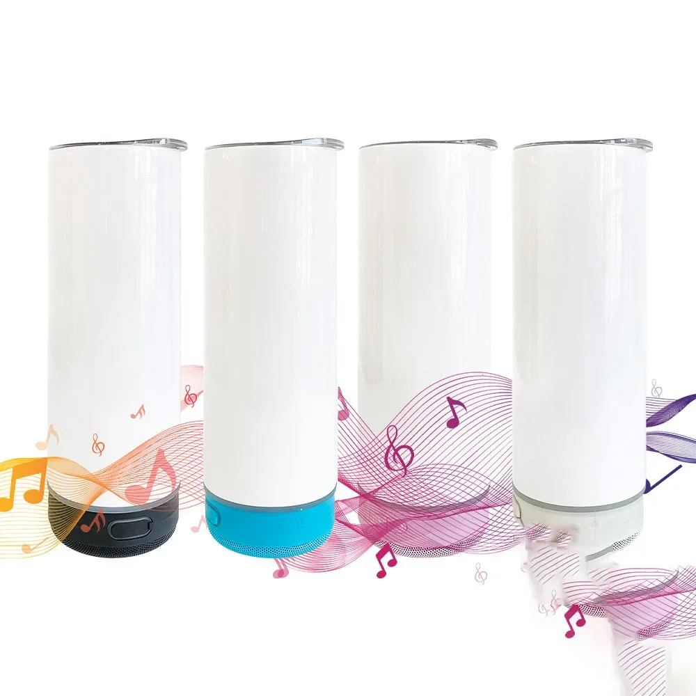 Sublimation Blank Tumbler Stainless Steel Straight Cup With Wireless Audio System Water Bottle Digital Wireless Music Speaker