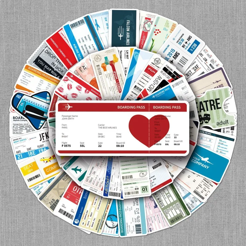 

52 шт./компл. уникальные наклейки для посадочных прокладок Ins-стиль, дорожные тематические наклейки для багажа, скейтборда, самолета, билета, сделай сам, мультяшный каракуль