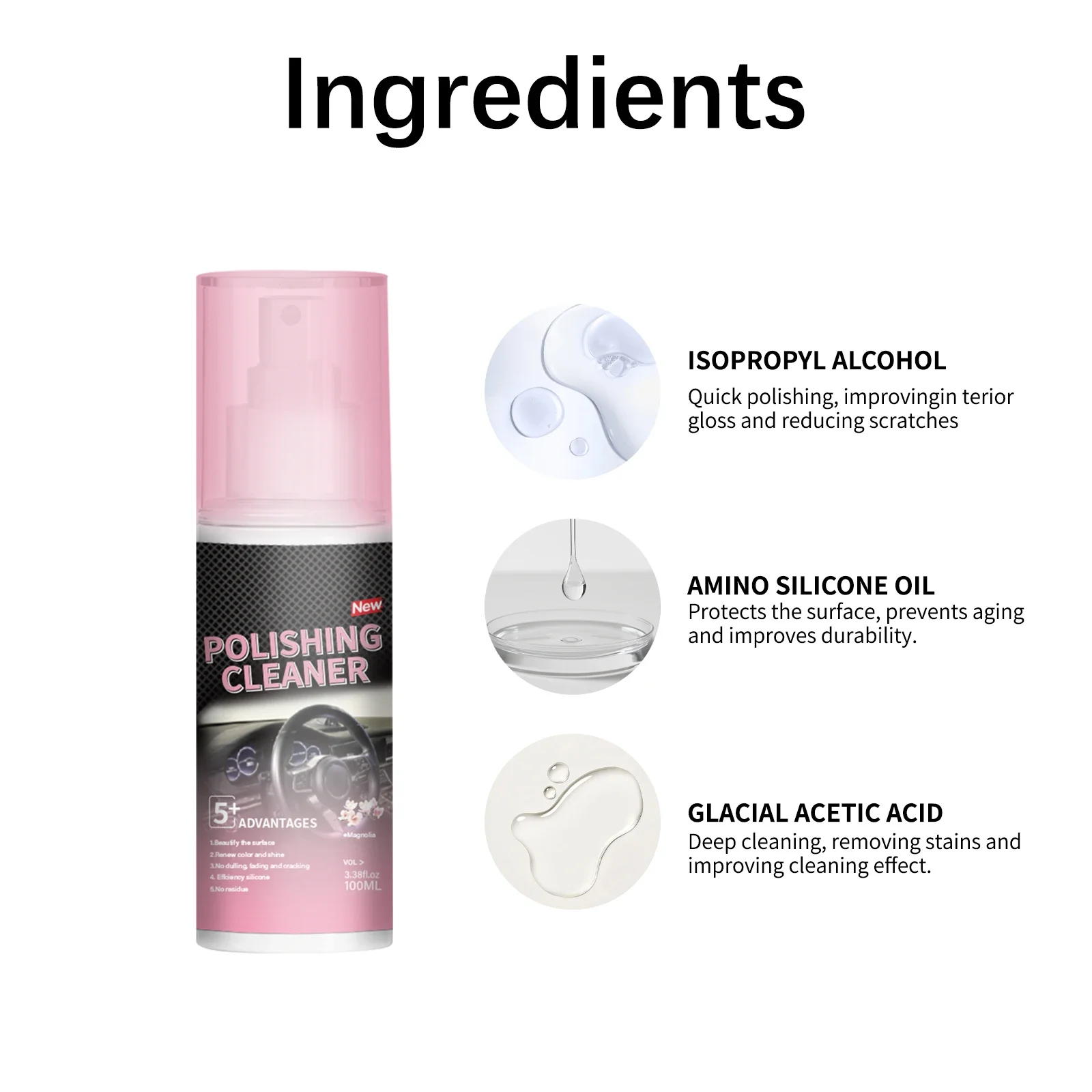 منظف تلميع تفاصيل السيارة الداخلية 100 مل الكل في واحد حامي الفينيل لون تألق للفينيل المطاط البلاستيك لا بقايا العناية بالسيارات #6