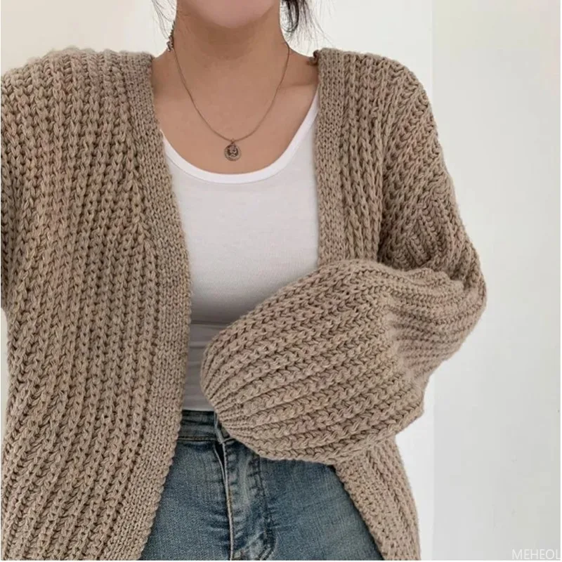 Casual Versatile Knit Cardigan Sweater Jacket V-neck Loose Streetwear Coat Tops Women Vintage Knit Sweater Jacket Y2K