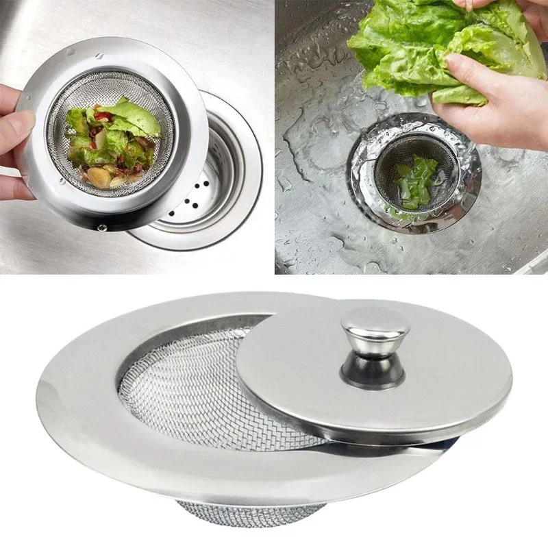 

Kitchen Sink Strainer Drain Hair Catcher Bath Stopper Plug Stainless Steel Sewer Filter with Lid Bathroom Accessories