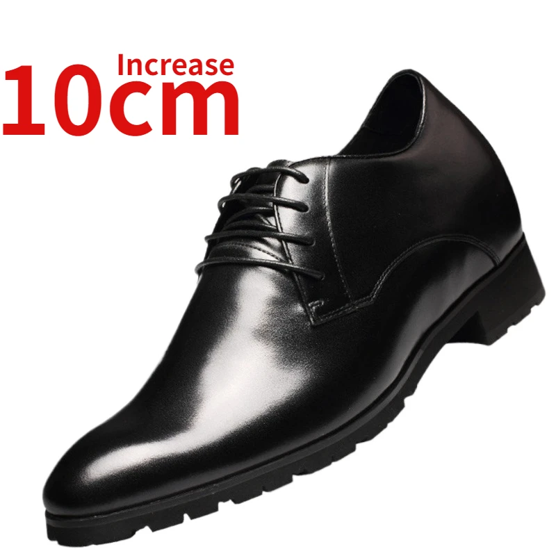 

Invisible Height-increasing Shoes for Men's Dress Shoes Increased 10cm Business Genuine Leather Groom's Wedding Elevated Shoes