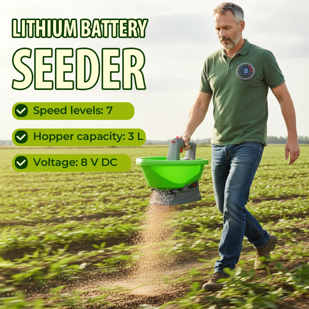 

7 Speeds Adjustable Electric Seeder Garden Power Tools 3L Large Capacity Lithium Battery Small Seeder Integrated Machine DC 8V