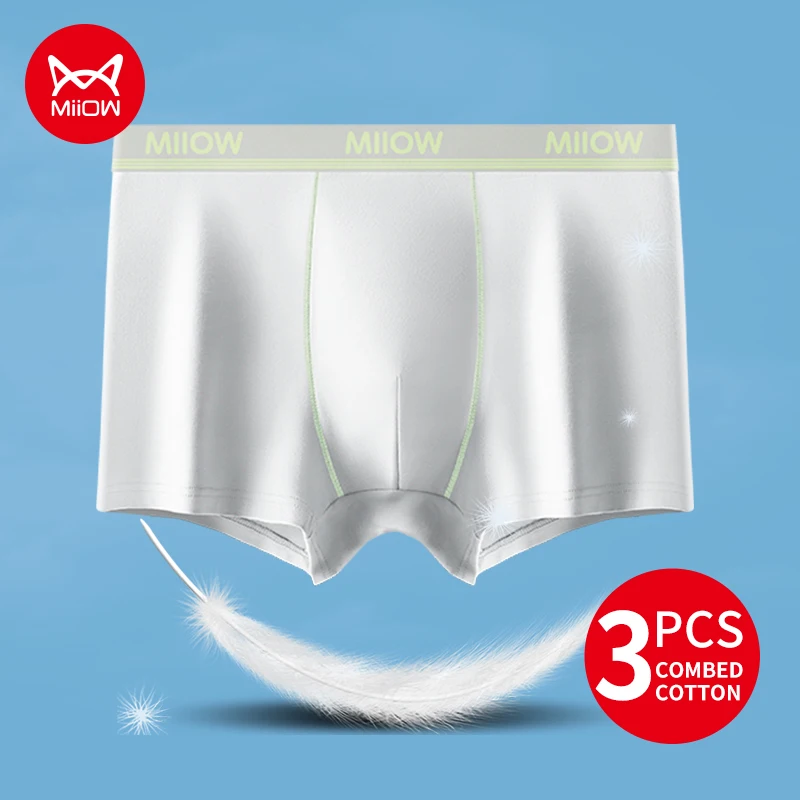 

MiiOW 40S мужское нижнее белье из чесаного хлопка, боксеры 7A, антибактериальные мужские трусы с промежностью, более мягкие дышащие мужские боксеры, трусы