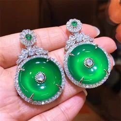 Green Chalcedony Pendant, Safety Buckle, Jadeite Colored Agate Pendant Inlaid with Live Streaming Jewelry Wholesale Manufacturer