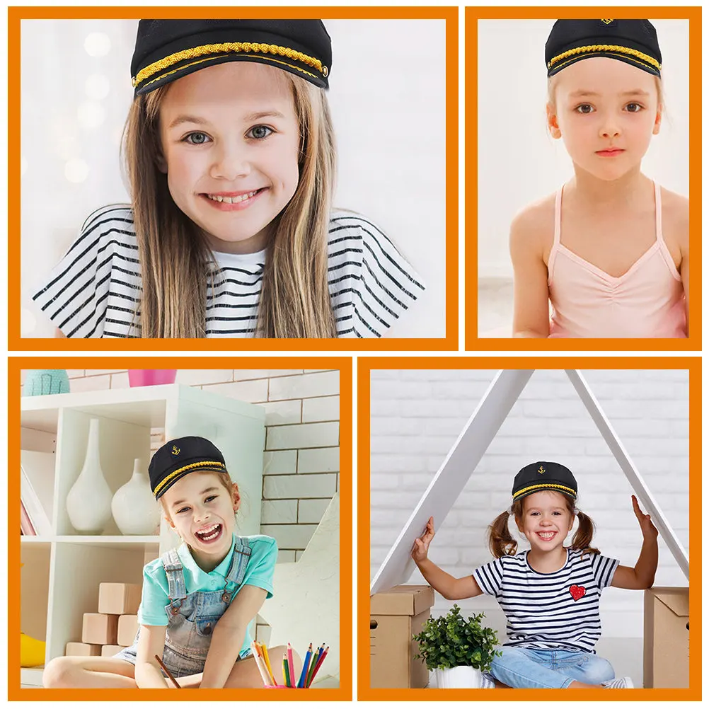 2Pcs Captain Hat Navy Style Sailor Hats Costume Party Cosplay Stage Performance Decorative Hats Clothing Accessories