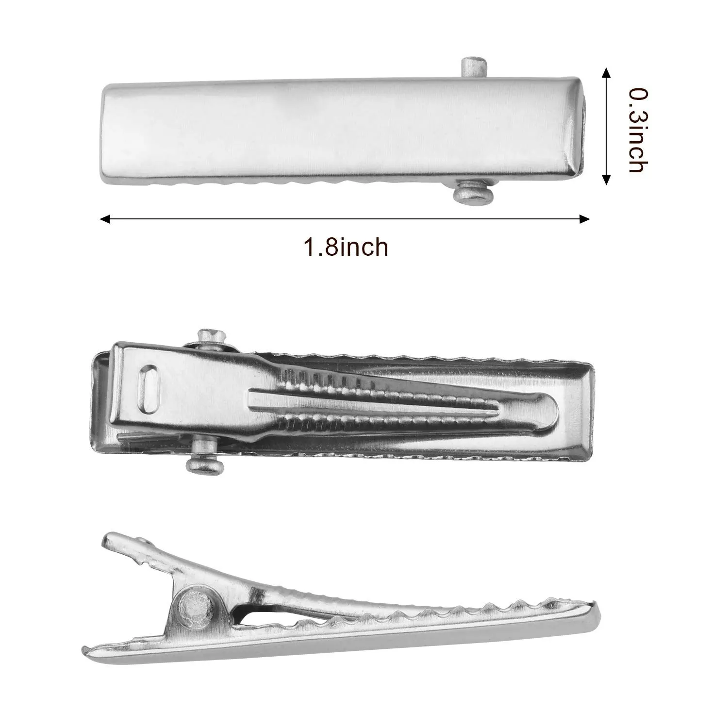 20Pcs 32/40/45/55/75mm Flat Metal Single Prong Alligator Hairpin Clip Base for DIY Hair Clips Jewelry Making Accessories