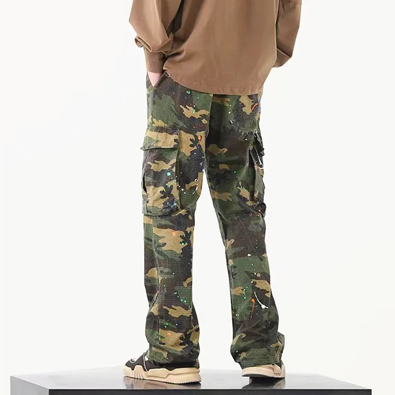 2023 Y2K Fashion Ink Graffiti Camouflage Baggy Cargo Tracksuit Pants For Men Clothing Joggers Women Casual Loose Long Trousers