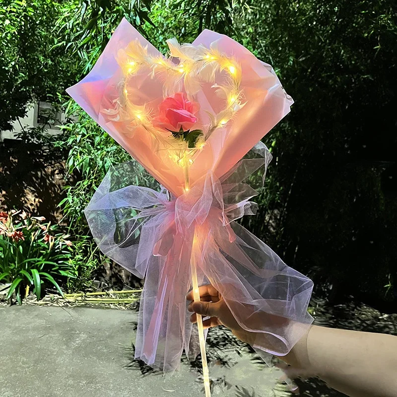 Diy Kit Led Bouquet Bright Illumination Flashing  Battery Operated Flower Decoration Handheld Flower Light For Romantic Gesture