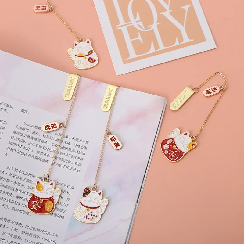 Kawaii New Year's Lucky Cat Bookmark Student Exquisite Study Office Portable Reading Pendant Stationery DIY Decoration Supplies