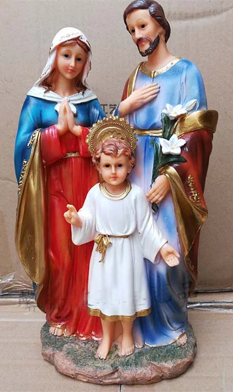 GOOD wholesale Catholic Christian supplies #  Religious Holy Family Child Jesus the Virgin Mary Saint Joseph art statue -33CM