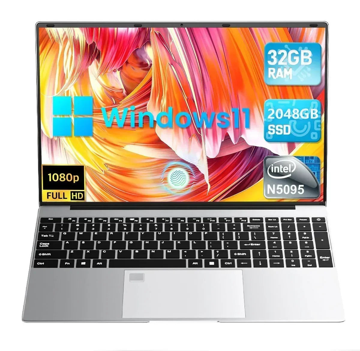 Ordenador portátil de oficina Global de 15,6 pulgadas, 32GB DDR4, 2TB SSD, Windows 11, Intel N5095, pantalla IPS 1080P, 5G/2,4 Ghz, WiFi, USB 3,0