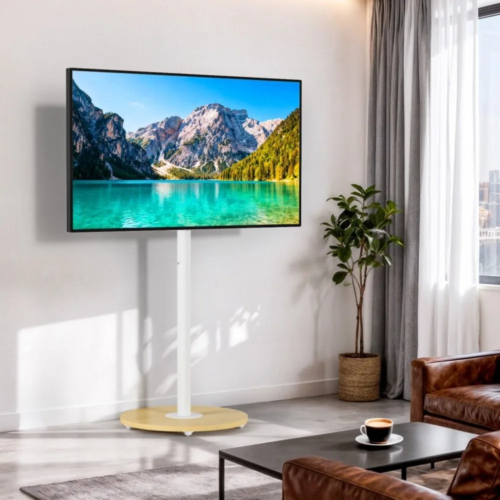 Mobile TV Stand Mount Universal Flat Screen Rolling TV Cart Height Adjustable