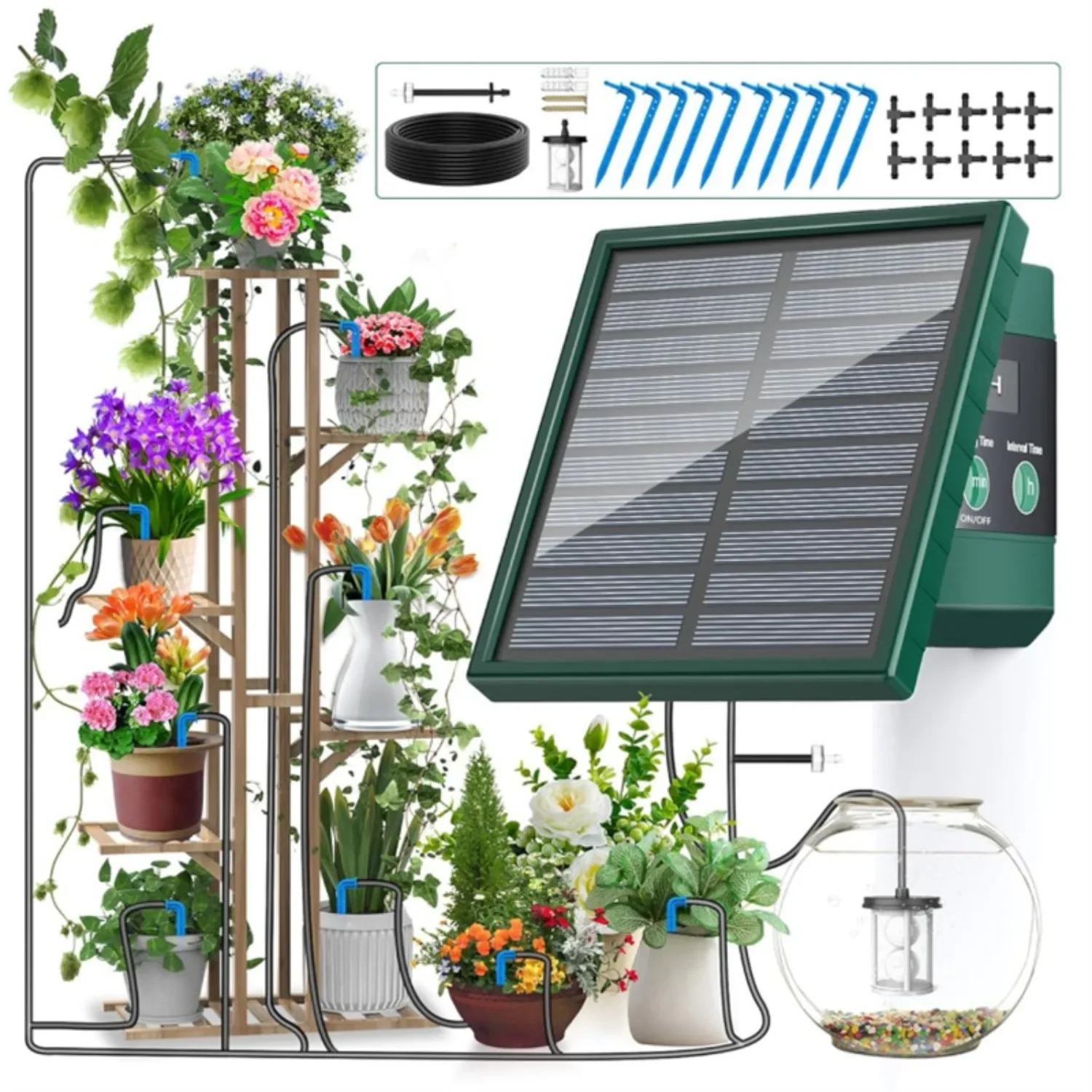 

Solar Irrigation Watering System Garden Automatic Drip Irrigation Device For Plants Diy Timed Watering Hose Watering