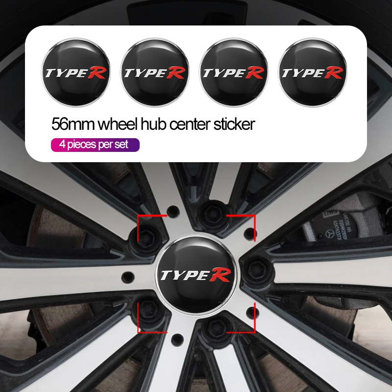 

56 мм центральная крышка ступицы колеса автомобиля, металлическая эмблема, наклейки для Honda Civic Fit Accord City Vezel CR-V S660 Odyssey HR-V Insight Pilot