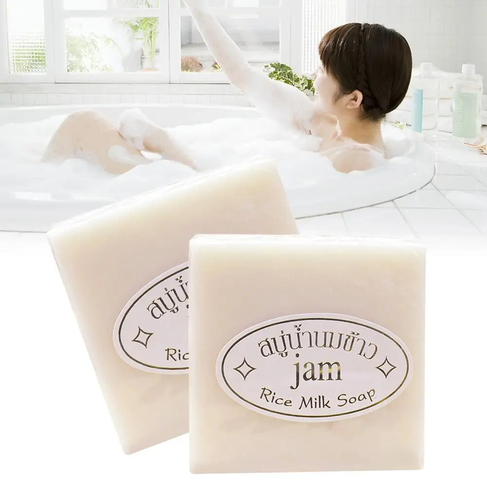 Handmade Rice Soap Thai Jasmine Rice Collagen Vitamin Skin Whitening Bathing Oil Control Whitening Moisturizing Soap