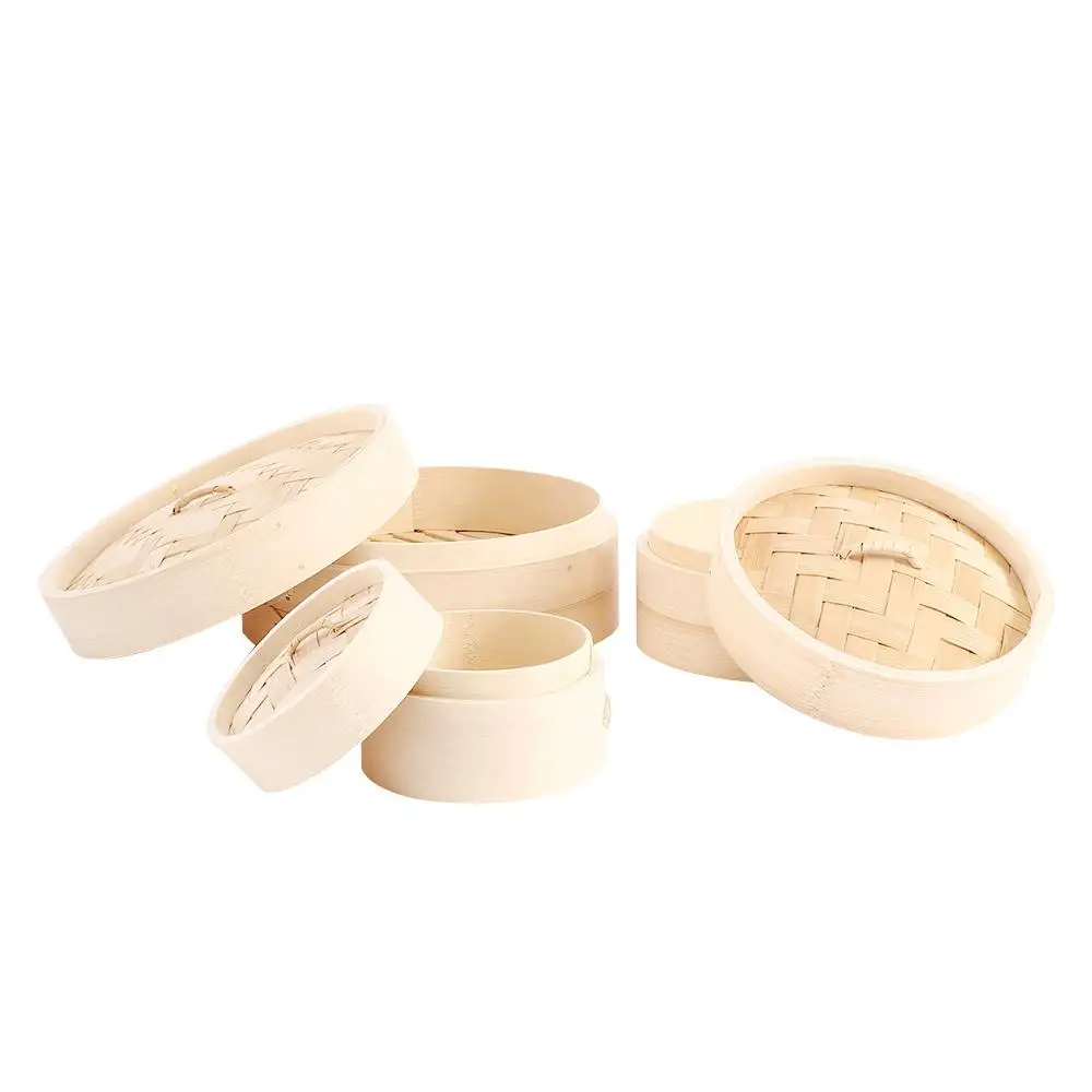 Vegetables 10/15/20cm with Lid Cover Bamboo Kitchen Cakeware Bamboo Steamer Cooker Set Cage