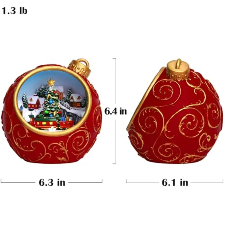 Christmas Village Scene Animated Rotating Train LED Lights Christmas Decorations Music with Volume Adjustment USB/Battery Timer