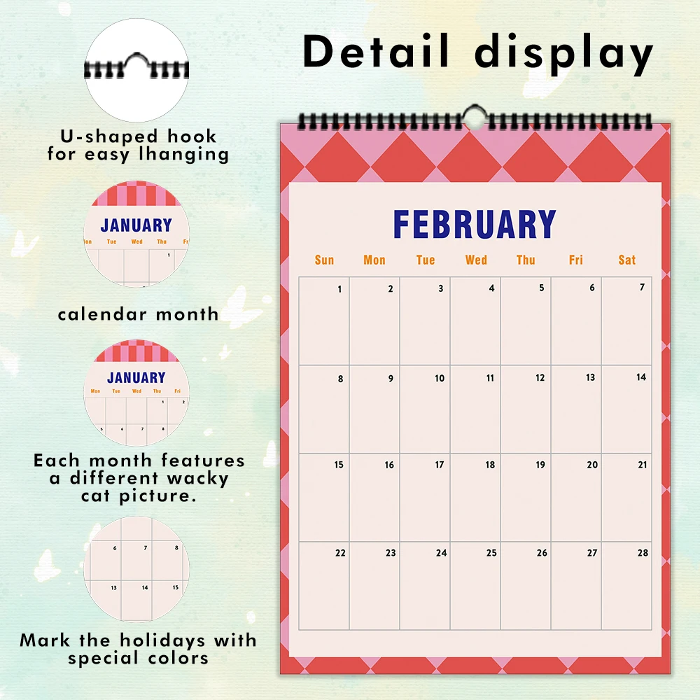 1 قطعة تقويم حائط 2026، تصميم هندسي تجريدي وردي، مخطط شهري لمدة 12 شهرًا، هدية مثالية لأعياد الميلاد وعيد الميلاد ورأس السنة الجديدة