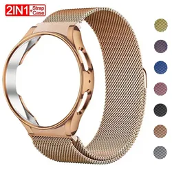 Metal Strap+Case for Samsung Galaxy Watch 6 4 5 40/44mm Classic 43/47mm Quick Fit Curved End Milanese Band Watch 5Pro Bracelet