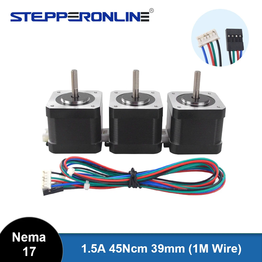 

Nema 17 Stepper Motor 39mm 42BYGH 1.5A 45Ncm Nema17 Stepping Motor 4-lead w/1m Cable & Connector for 3D Printer