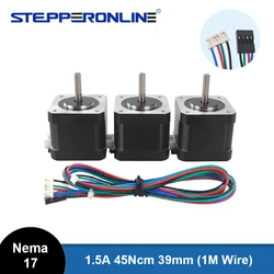 Nema 17 Stepper Motor 39mm 42BYGH 1.5A 45Ncm Nema17 Stepping Motor 4-lead w/1m Cable & Connector for 3D Printer
