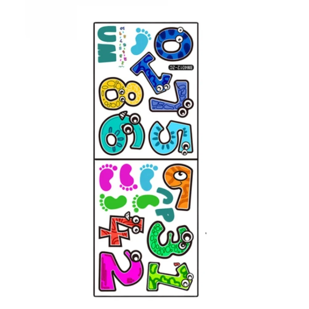 Kindergarten Decoration Number Wall Stickers For Early Education Centers Cartoon Wall Decor For Nursery Easy To Clean