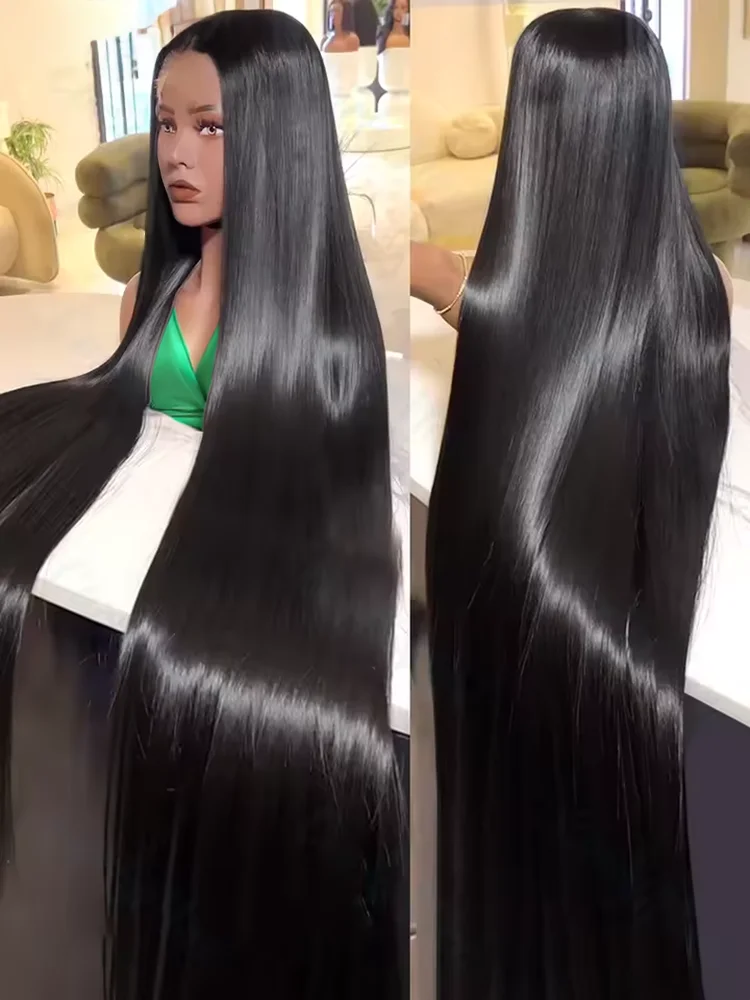 300% الكثافة 40 46 بوصة 13x4 13x6 العظام مستقيم HD الدانتيل الشفاف أمامي خصلات الشعر المستعار الإنسان قبل قطعها البرازيلي الدانتيل الجبهة الباروكات #1