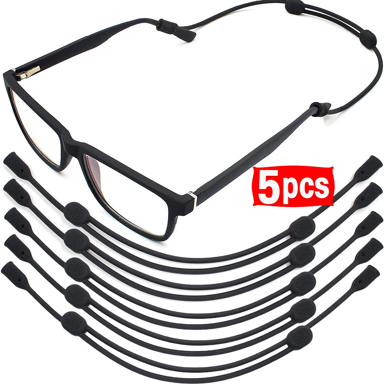 1/5pcd Universal Adjustable Eyewear Retainer Fit Sports Sunglasses Retainer Unisex Strap Safety Glasses Holder Large Round-Head