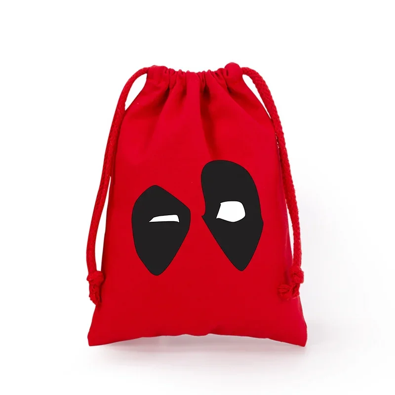 Deadpool Wolverine Drawstring Bag Cartoon Printed Storage Pouch Boys Men Anime Gift Bags Children Party Handbag Birthday Gifts