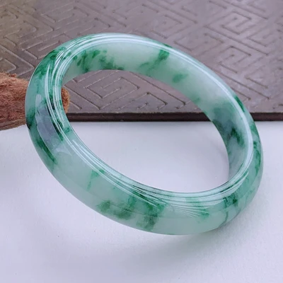 

Natural Burmese Green Flower Jadeite 54mm-64mm Bracelet Elegant Princess Jewelry Best Gift for Girlfriend for Mom