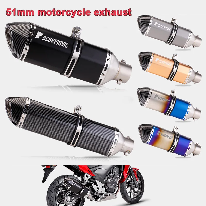 

51mm Universal Motorcycle Exhaust Pipe Imitation Carbon Fiber Stainles steel Motorcycle Modified Exhaust Pipe detachable muffler