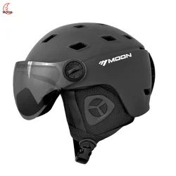 MOON Snow Visor Integrated Forming Safety Protective Equipment with Glasses, Skiing Helmet, Outdoor Sports, Winter