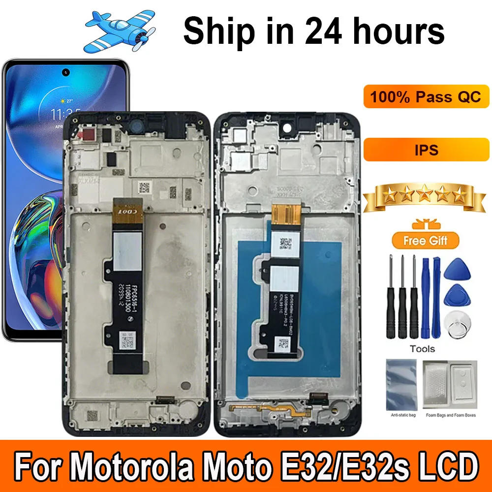 Pantalla de 6,5 pulgadas para Motorola Moto E32, pantalla LCD, Panel táctil, ensamblaje de digitalizador, LCD de repuesto con marco para Motorola Moto E32s LCD