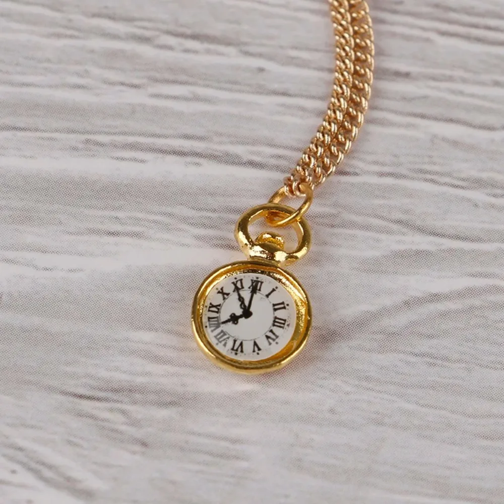 Kettinghorloge Poppenhuis Simulatie Zakhorloge Simulatie Speelgoed Ob11 Accessoires Minipop Ketting Zakhorloge Legering Vintage