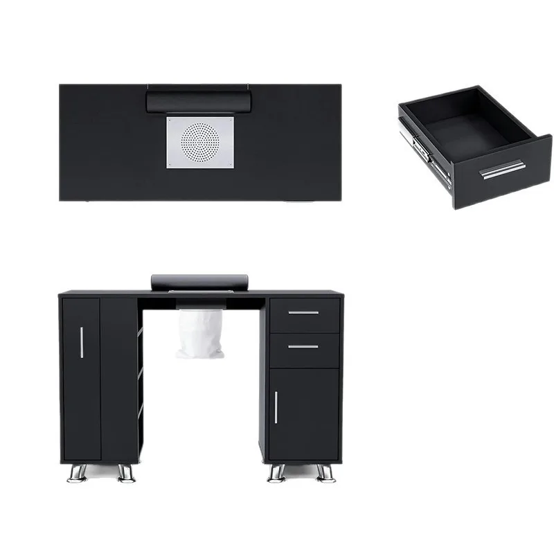 Foreign trade hot-selling plate manicure table, high-end design, storage and export Amazon multi-functional black manicure table