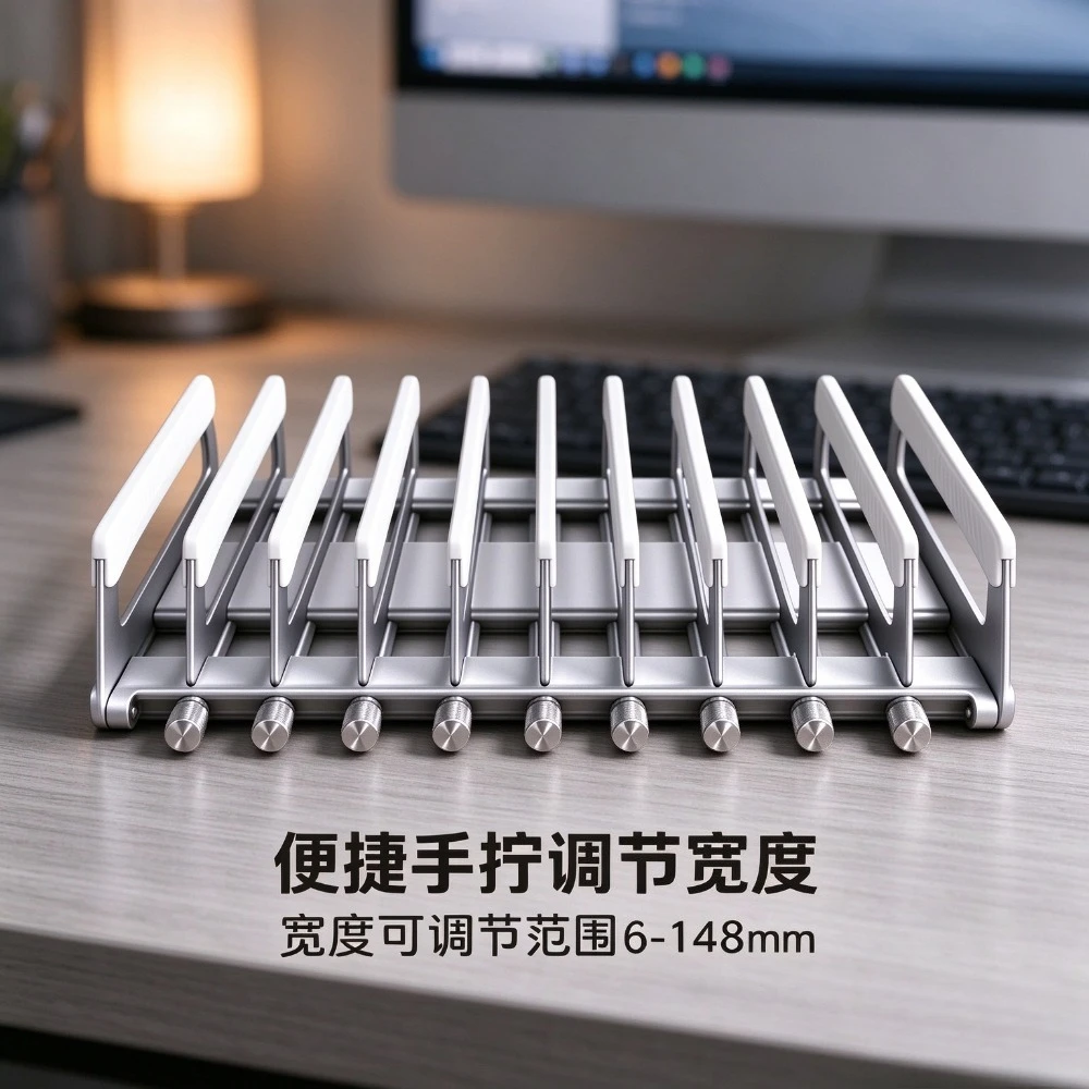 Laptop Aluminum Alloy Storage Stand Adjustable10 Slots IPad/ Mobile Phone Notebook Bracket Vertical Base Desktop Display Stands