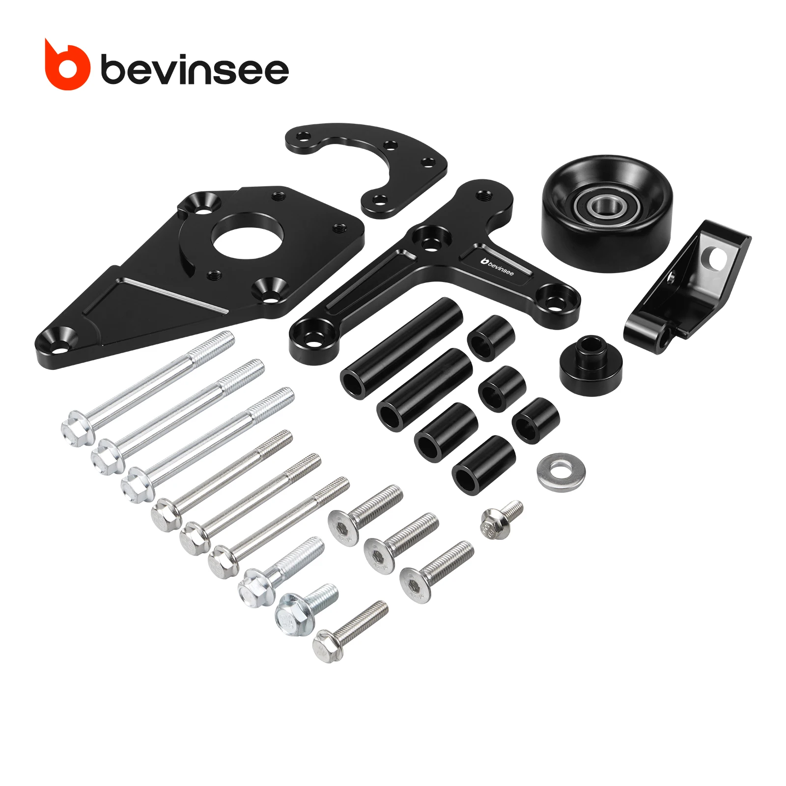 

BEVINSEE Low Mount Alternator and Power Steering Relocation Bracket Kit for 1998-2002 LS1 Camaro Z28