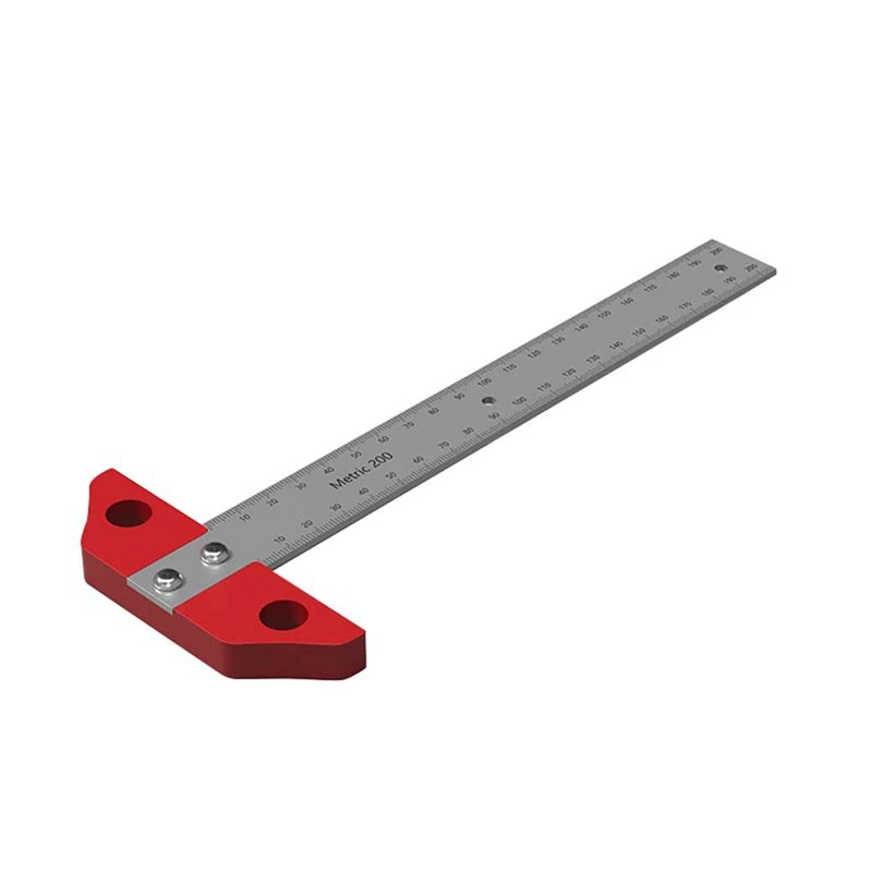 8Inch/200Mm Metric Inch System T-Shaped Draw Line Ruler Woodworking Multifunctional Right Angle Ruler