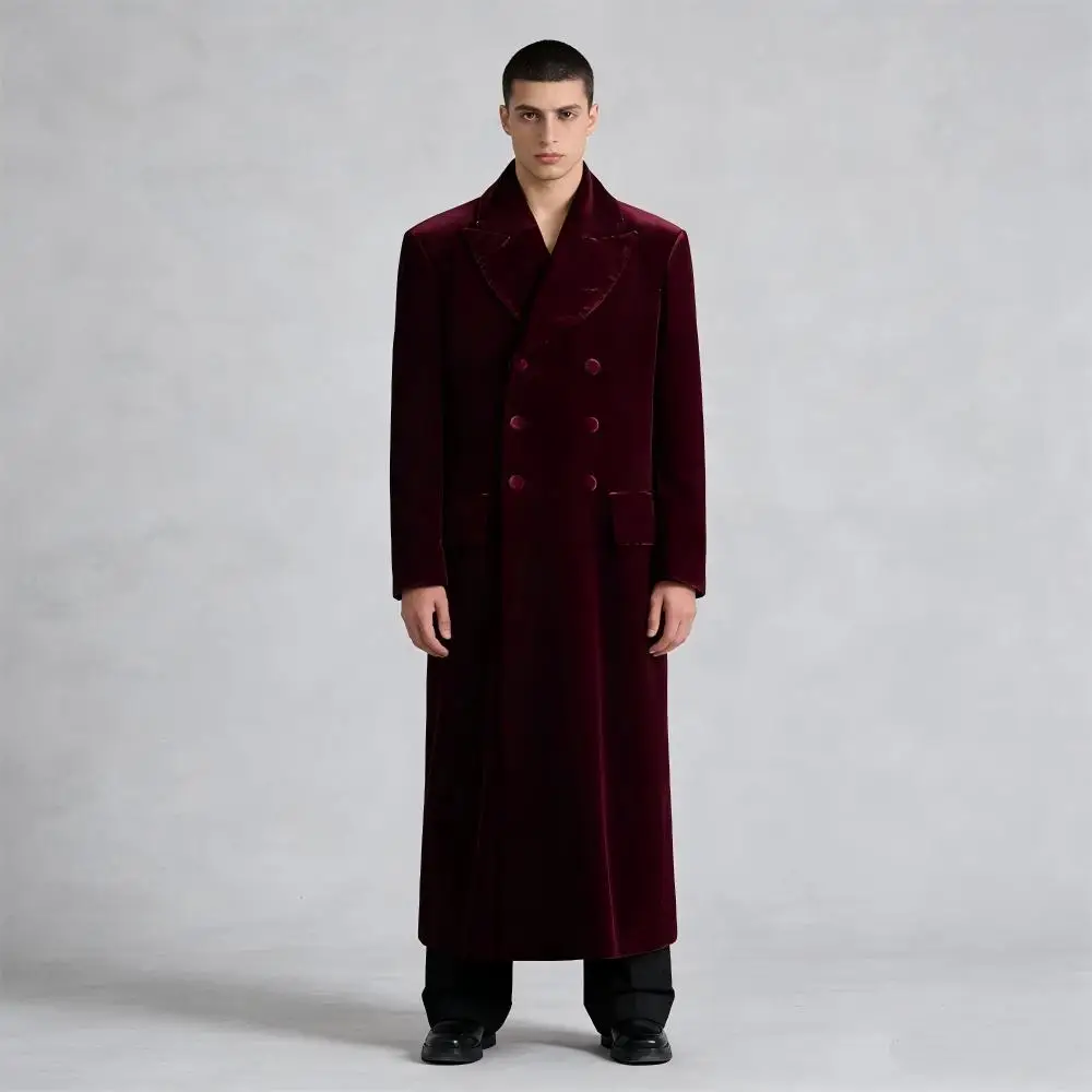 

Мужской бархатный пиджак бордового цвета, двубортный, с острыми лацканами, приталенный, для официальных мероприятий, свадеб, костюм жениха, 1 шт.