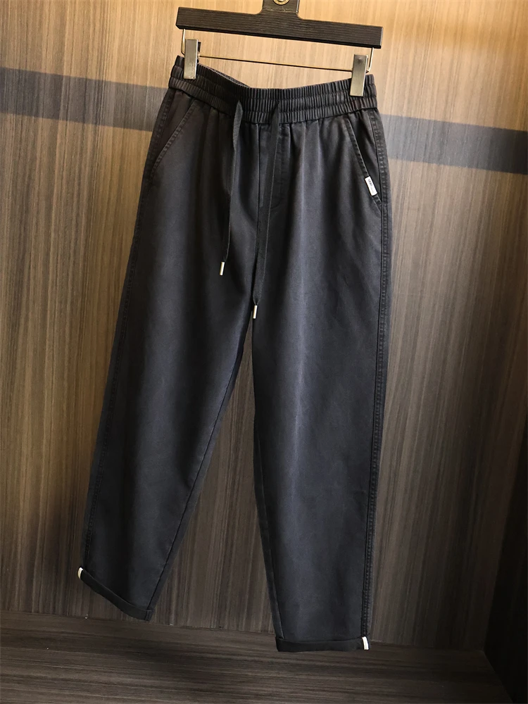 

Повседневные брюки из смеси льна, мужские свободные брюки прямого кроя, дышащие удобные осенние модные городские брюки чистого цвета