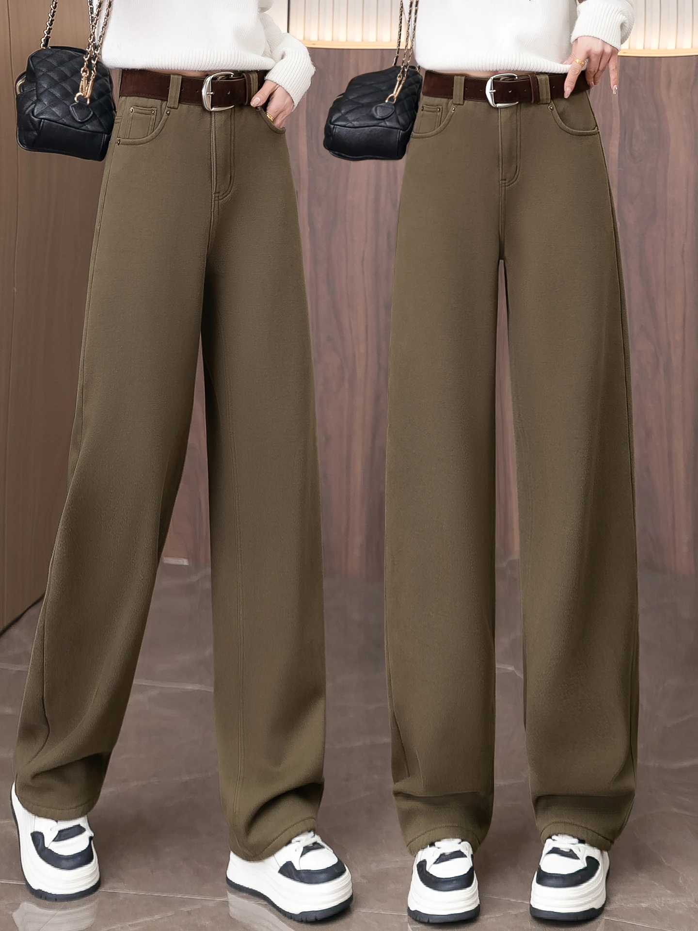 

Женские джинсы с высокой талией на флисовой подкладке, повседневные, осенне-зимние, новинка, популярные брюки-бананы, из мягкого хлопкового денима, прямого кроя, с эффектом потертости