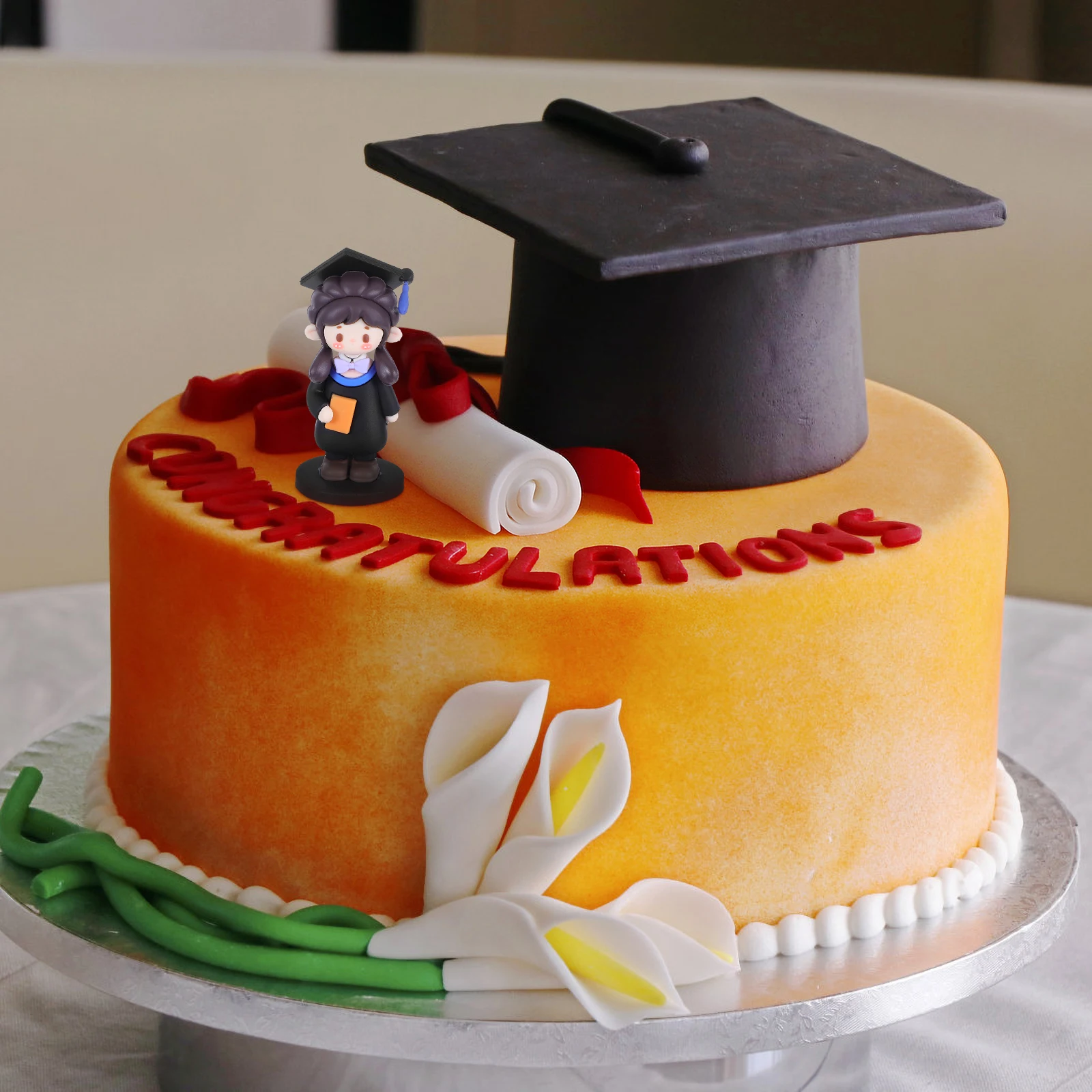 

1pc Baking Cake Decoration Graduation Topper PVC Figurine Cartoon Ornaments College Doctor Congrats Season Cap Diploma