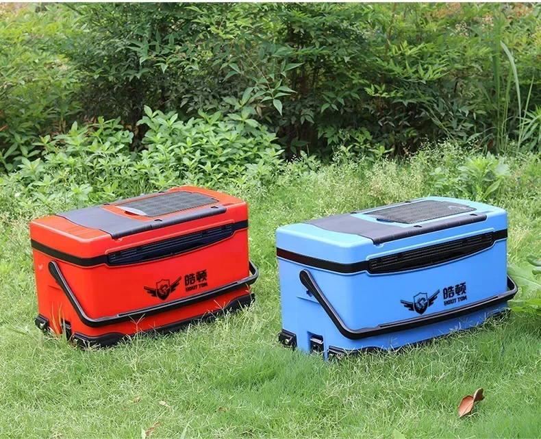 OEM 32L 5.5kg Multifunction Fishing Cooler Tackle Boxes Portable Life Seat Wheel Fishing Tool Box