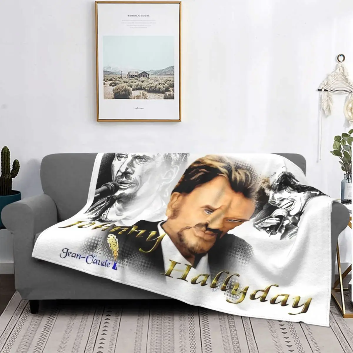 Rock Johnny Hallyday Blankets Warm Flannel French Singer Throw Blanket for Home Bedroom Sofa