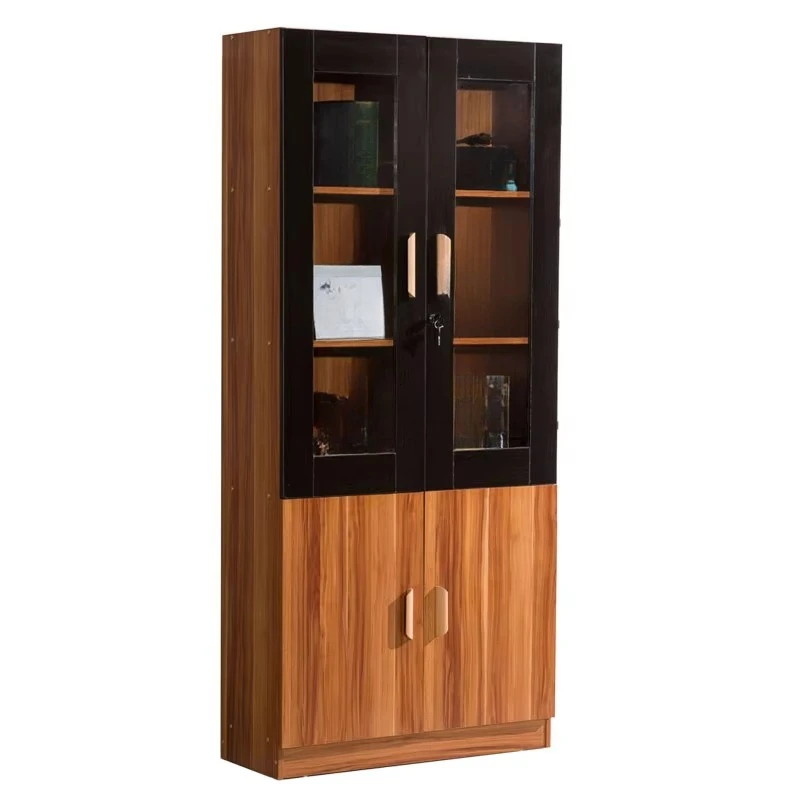 Wooden Shelf Storage Bookcase Tall Bookcase Glass Door