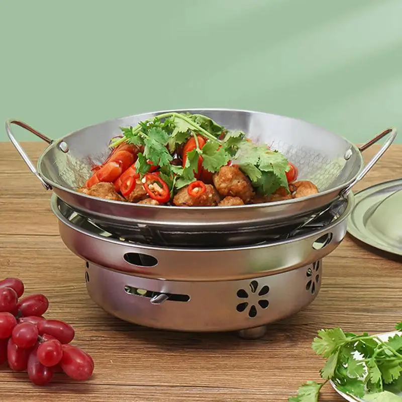 Non-Toxic Stainless Steel Honeycomb Skillet Non-Stick Scratch Resistant with Handle for Beginner Home Cooking Use